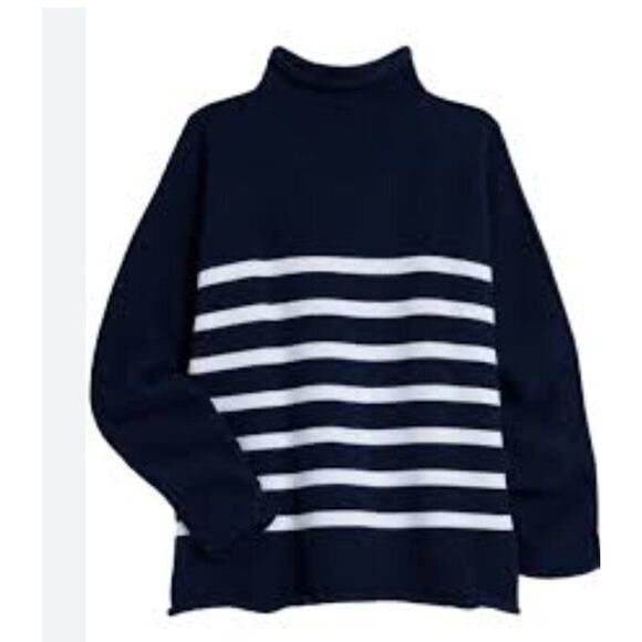 FRANK & EILEEN Sz M Medium Monterey Pullover Sweater Navy Stripe - Picture 5 of 10